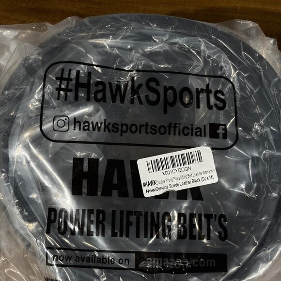 HawkSports Double Prong Power Lifting Belt Suede Leather Black Size M - Picture 3 of 9